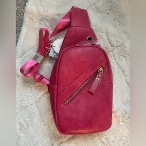 Pink Leather crossbody bag.